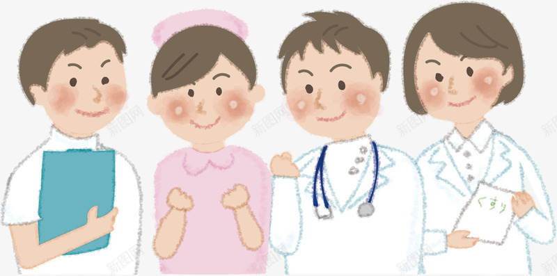 护士医生职业装手绘人物展示png免抠素材_新图网 https://ixintu.com 医生 手绘 护士