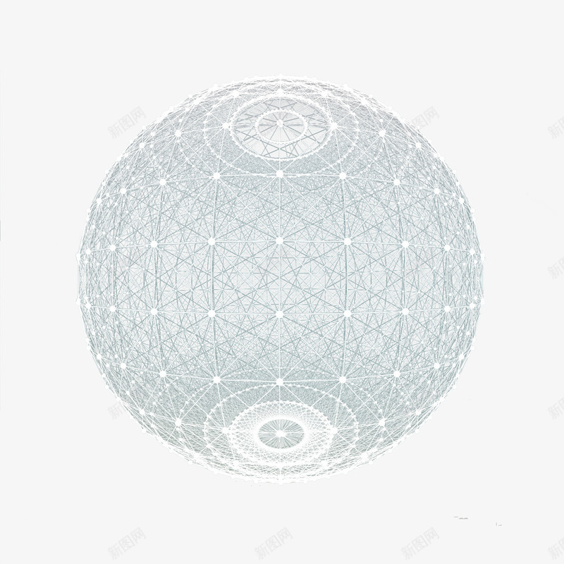 白色科技网格线条球png免抠素材_新图网 https://ixintu.com 圆形 球体 白色 科技 科技线条球 立体 线条 组合 网格
