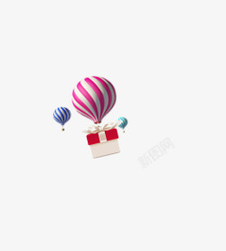 装饰盒子素材漂浮热气球高清图片