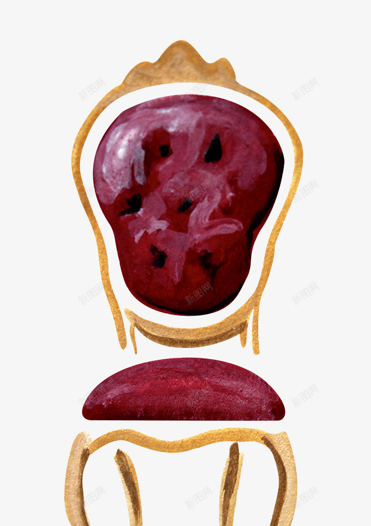 雕花单人座沙发插画png免抠素材_新图网 https://ixintu.com 免抠 椅子 欧式老虎椅 美式沙发椅 酒红色椅子 雕花单人座沙发插画
