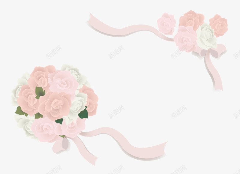 粉色美丽捧花花束png免抠素材_新图网 https://ixintu.com 捧花 新婚 粉色花朵 结婚 绸带 花束 花边 装饰图案