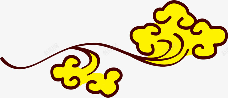 手绘黄色中国风祥云png免抠素材_新图网 https://ixintu.com 国风 祥云 黄色
