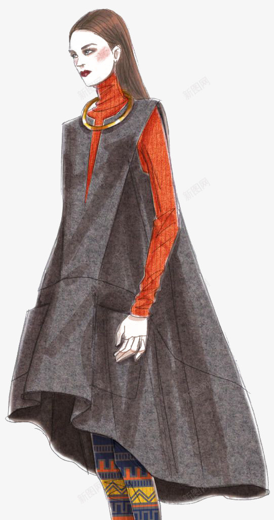 时尚街拍美女png免抠素材_新图网 https://ixintu.com 卡通 女生 手绘 插画 时尚 秋冬 街拍