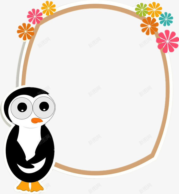 卡通二维码边框png免抠素材_新图网 https://ixintu.com 二维码 企鹅 卡通 可爱 边框