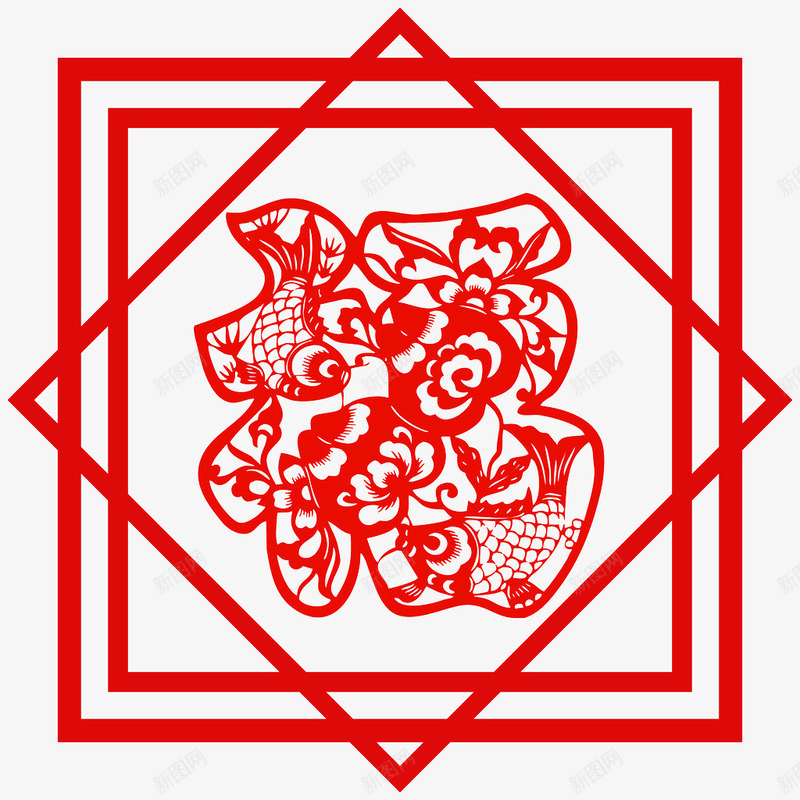 福字剪纸png免抠素材_新图网 https://ixintu.com 中国风 免费春节下载 喜庆 春节 春节素材 福字 红色
