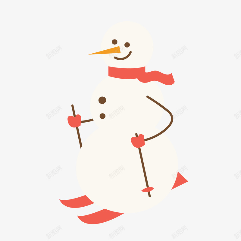 红白色滑雪卡通雪人矢量图ai免抠素材_新图网 https://ixintu.com 卡通 卡通雪人 滑雪雪人 白色 白色雪人 红色 矢量图