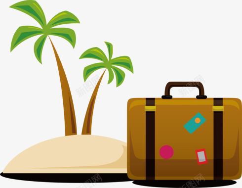 旅游常备物品旅行箱小图标素矢量图图标