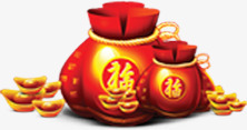 新年福袋png免抠素材_新图网 https://ixintu.com 元宝 新年福袋 春节元素 节日素材 钱袋