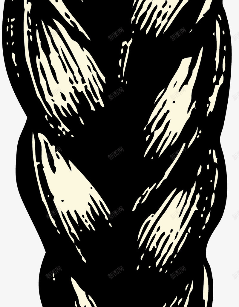 女生头发辫子png免抠素材_新图网 https://ixintu.com 卡通 头发 女生头发 平面 手绘 辫子 长头发 黑色