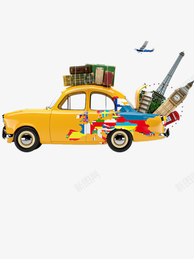 春节旅行png免抠素材_新图网 https://ixintu.com 卡通汽车 旅行 旅行图片 春节 春节旅行 行李