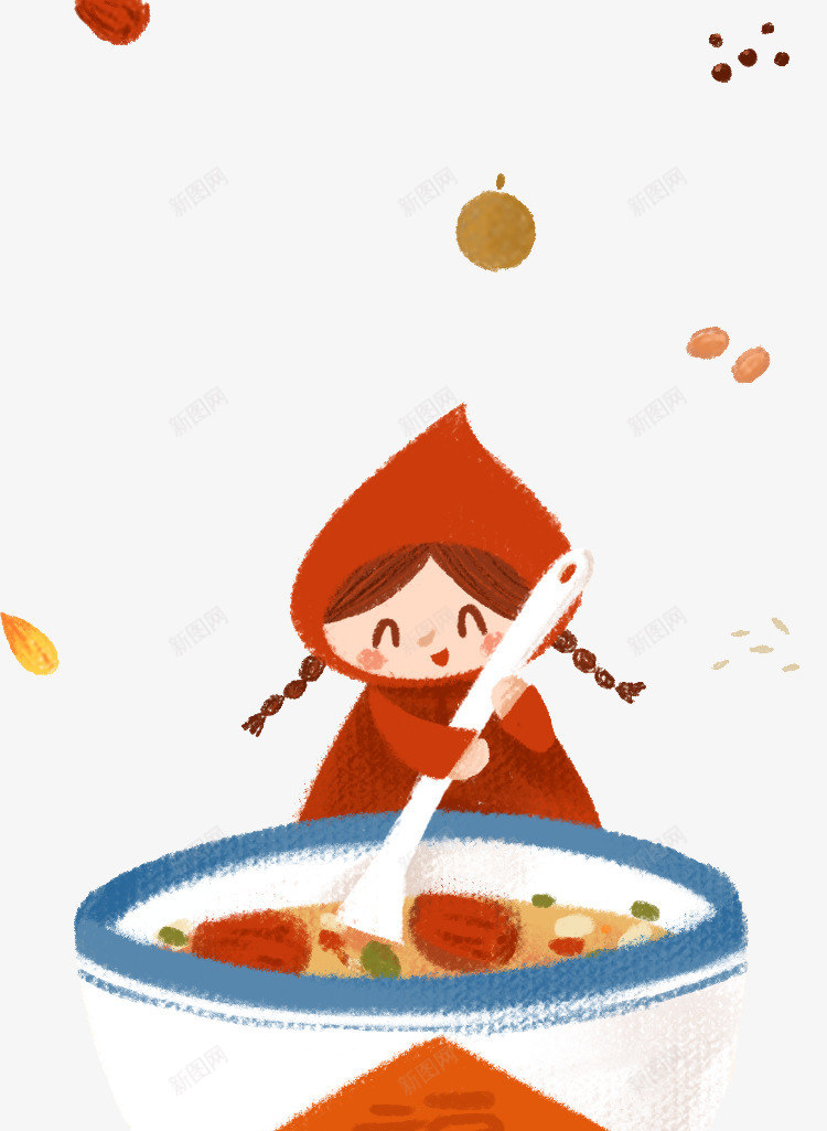 卡通手绘2018腊八粥png免抠素材_新图网 https://ixintu.com 2018 创意 卡通手绘 女孩 腊八粥 腊八节