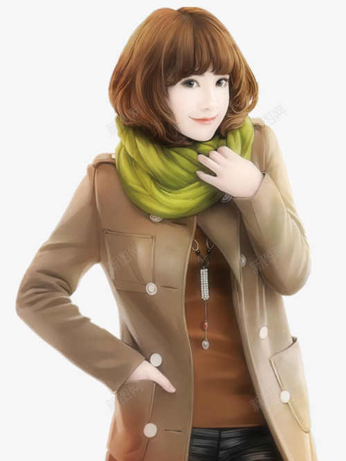 秋冬棕色短发女孩png免抠素材_新图网 https://ixintu.com 女孩 棕色 短发