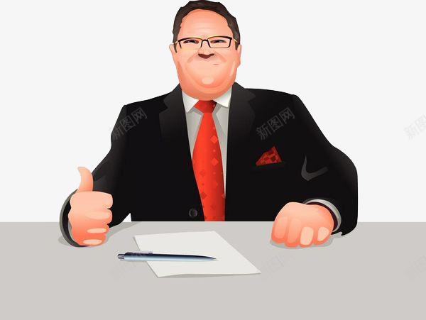 商务面试官竖起了大拇指png免抠素材_新图网 https://ixintu.com 卡通手绘 商务人士 男人 职场男 西装革履 面试官 领带
