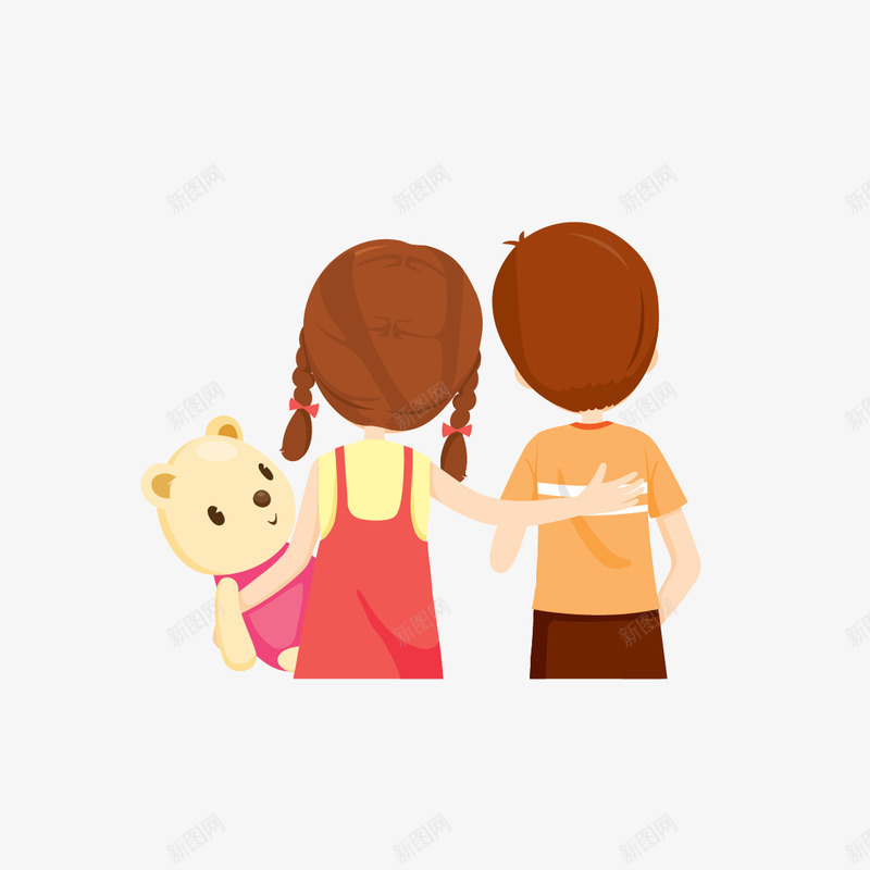 卡通的兄妹和小熊png免抠素材_新图网 https://ixintu.com 兄妹 兄弟姐妹 卡通 哥俩好 哥哥妹妹 小熊