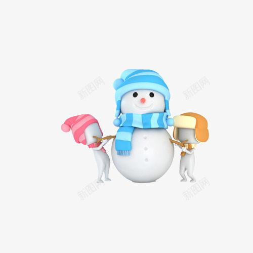 卡通圣诞雪人和小孩png免抠素材_新图网 https://ixintu.com 卡通 圣诞节 小孩 雪人