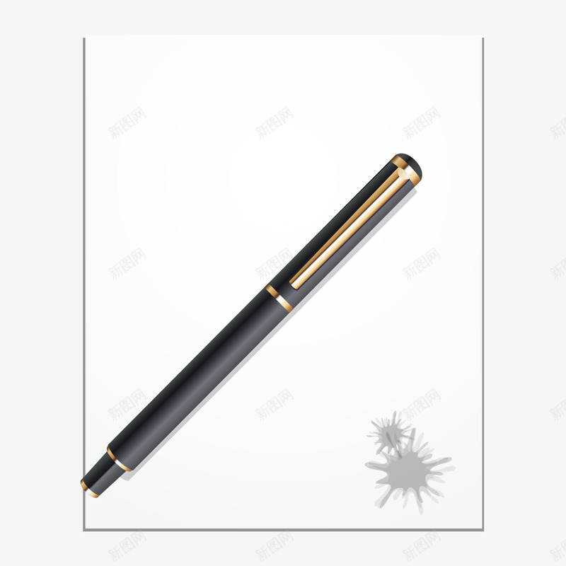 钢笔与纸张png免抠素材_新图网 https://ixintu.com 白色纸张 纸张 钢笔 黑色钢笔