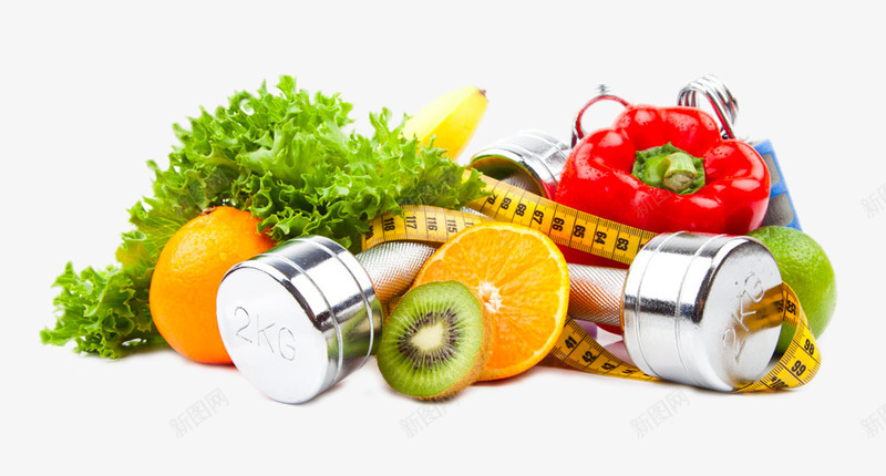 减肥食材png免抠素材_新图网 https://ixintu.com png图片素材 免费png元素 哑铃 水果 生菜 蔬菜 装饰素材 高清免费png素材