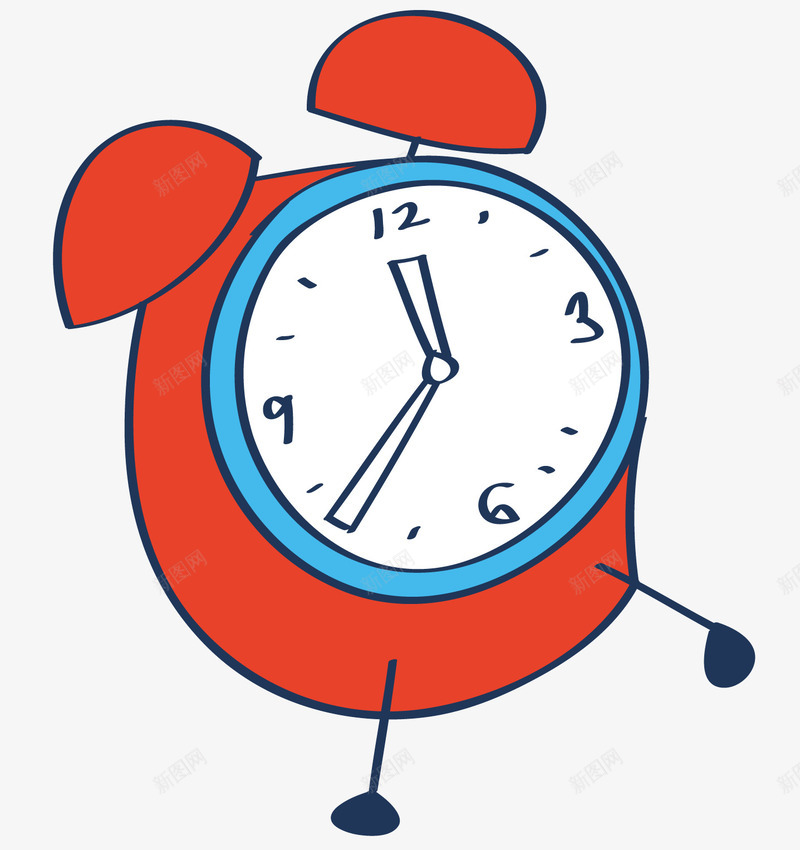 一个卡通闹钟png免抠素材_新图网 https://ixintu.com 卡通 卧室 家居用品 白色指针 红色 蓝色 闹钟