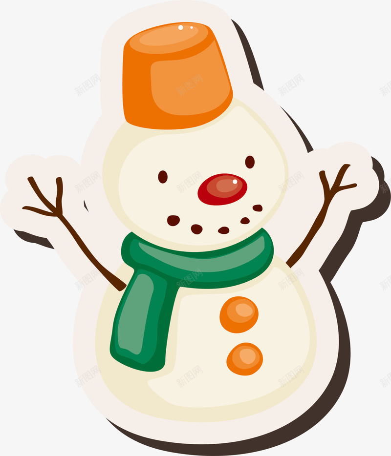 手绘黄色雪人贴纸png免抠素材_新图网 https://ixintu.com 围巾 帽子 手绘雪人 水彩 雪人贴纸 黄色雪人