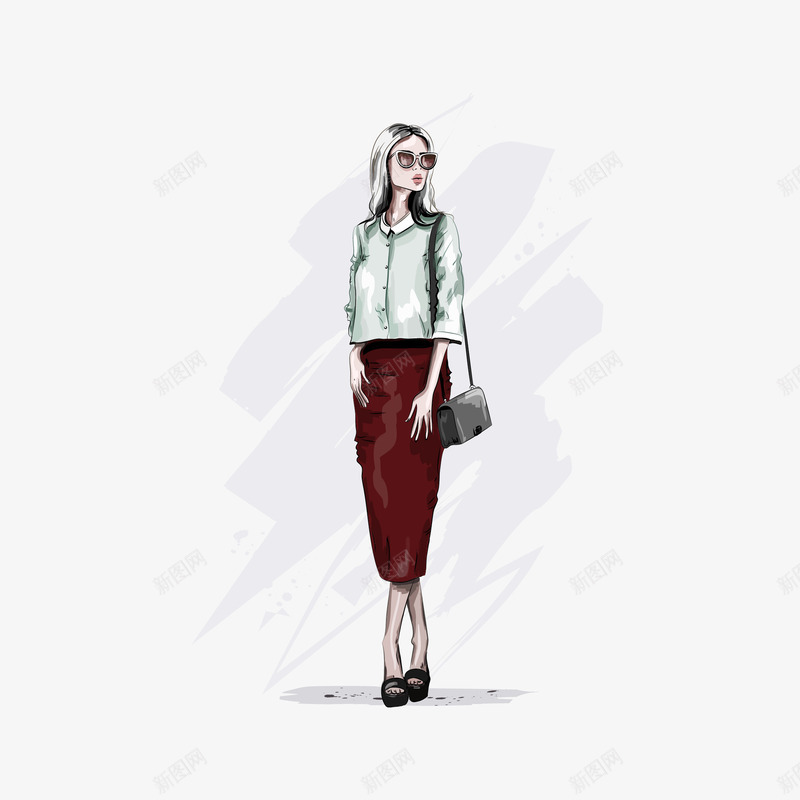 手绘时尚模特矢量图ai免抠素材_新图网 https://ixintu.com 女装服饰 女装模特 手绘时尚 手绘的 时尚模特 服装模特 矢量图