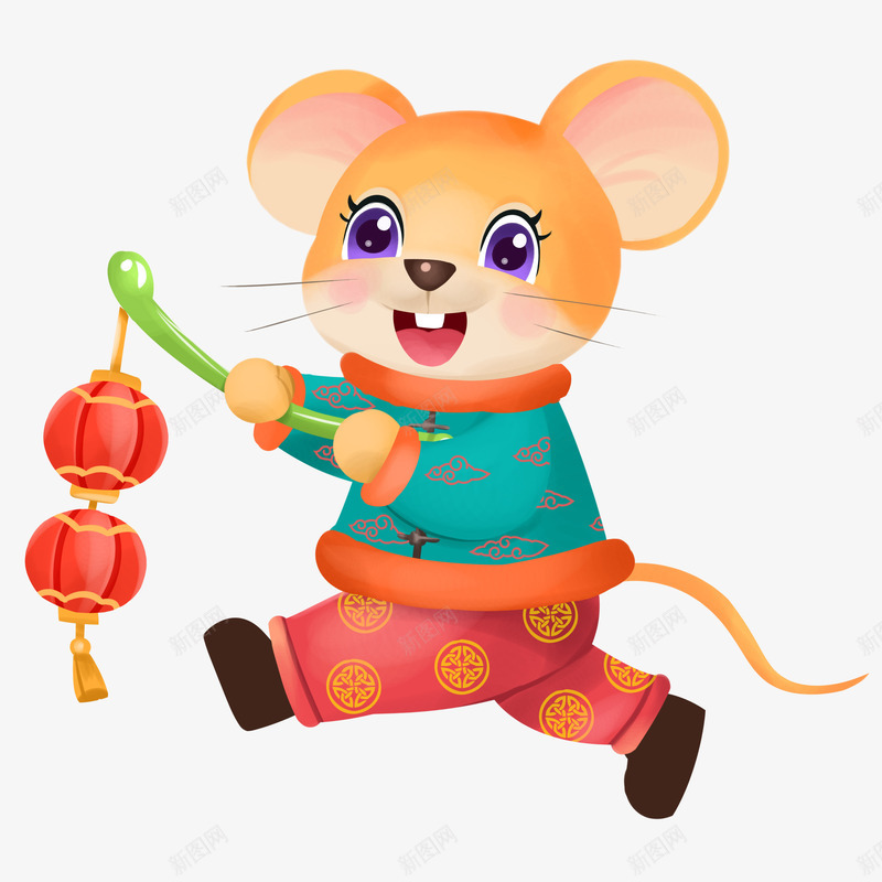 老鼠打灯笼png免抠素材_新图网 https://ixintu.com 中国年风 举灯 可爱卡通 提灯笼 老鼠 老鼠生日 鼠年