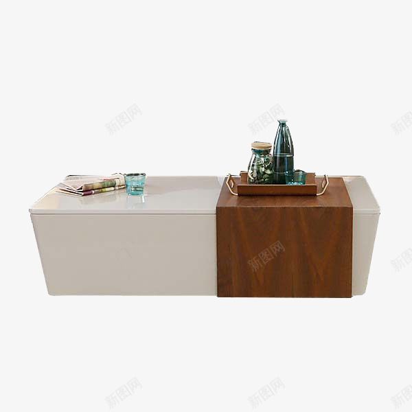 白色拼接茶几png免抠素材_新图网 https://ixintu.com 家具 桌子 白色 茶几