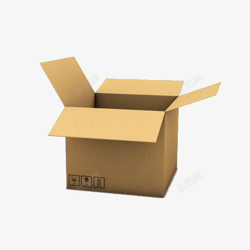 打开的牛皮纸箱png免抠素材_新图网 https://ixintu.com 卡通 立体 箱子 纸
