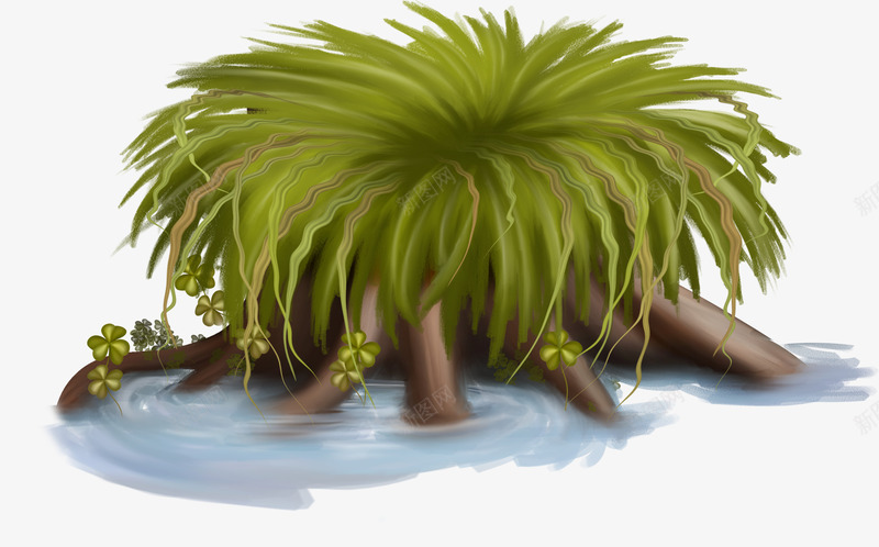 手绘草根png免抠素材_新图网 https://ixintu.com 小草 绿草 草根