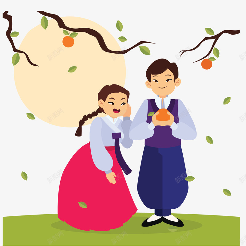 韩国中秋节快乐人物矢量图ai免抠素材_新图网 https://ixintu.com 中秋节 矢量png 韩国 韩国中秋 韩国小人 韩国节日 矢量图