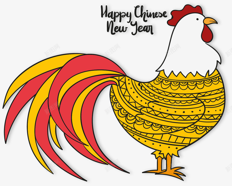黄色可爱胖公鸡png免抠素材_新图网 https://ixintu.com 可爱 大公鸡 大年初一 矢量素材 除夕装饰 黄色