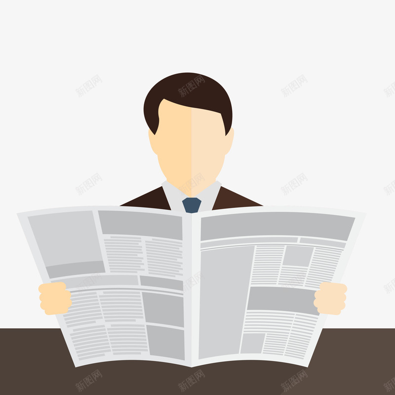 读报纸的男子背景矢量图ai免抠素材_新图网 https://ixintu.com 上司 免费png图片 免费矢量素材 工作 报纸 求职 男人 矢量图
