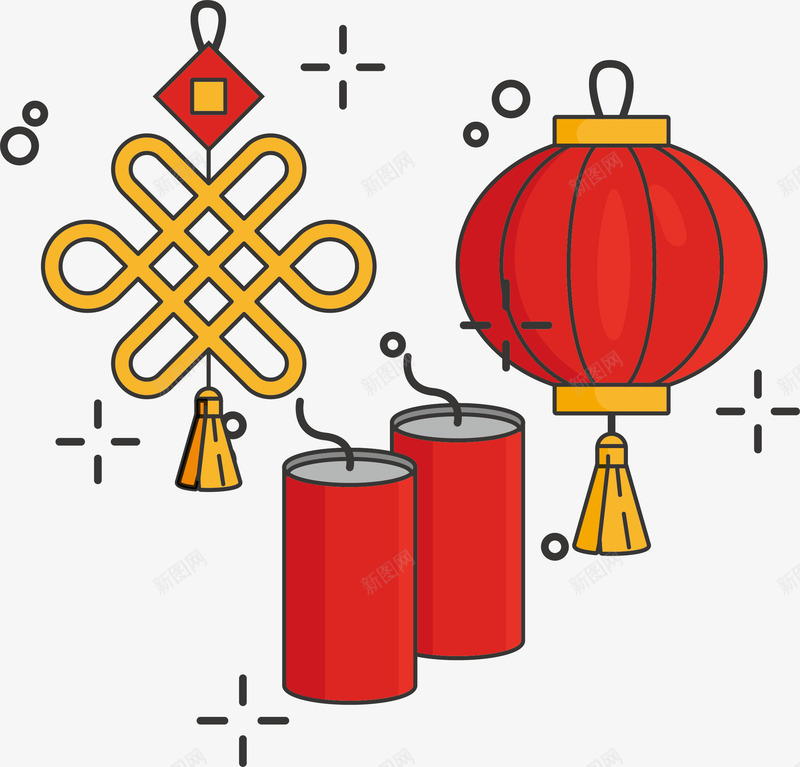 灯笼鞭炮大年初一png免抠素材_新图网 https://ixintu.com 大年初一 春节 灯笼 灯笼素材 矢量大年初一 鞭炮