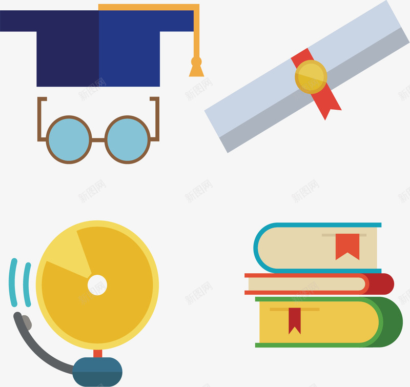 毕业典礼毕业服矢量图eps免抠素材_新图网 https://ixintu.com 书本 学士帽 教育培训 毕业 毕业证 矢量素材 矢量图