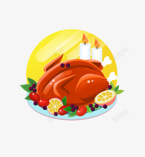 火鸡晚宴图标psd_新图网 https://ixintu.com 感恩节素材 烛光晚宴 烤火鸡 餐饮素材 鸡肉