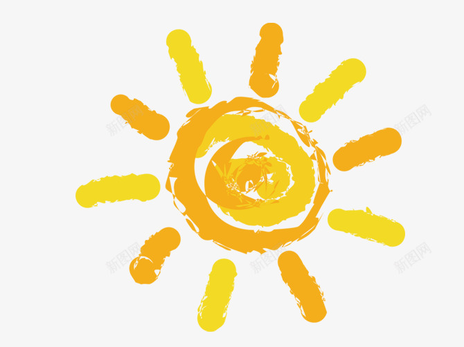 卡通太阳png免抠素材_新图网 https://ixintu.com 儿童蜡笔画 冬日暖阳 温暖 简约 蜡笔画 蜡笔质感 黄色