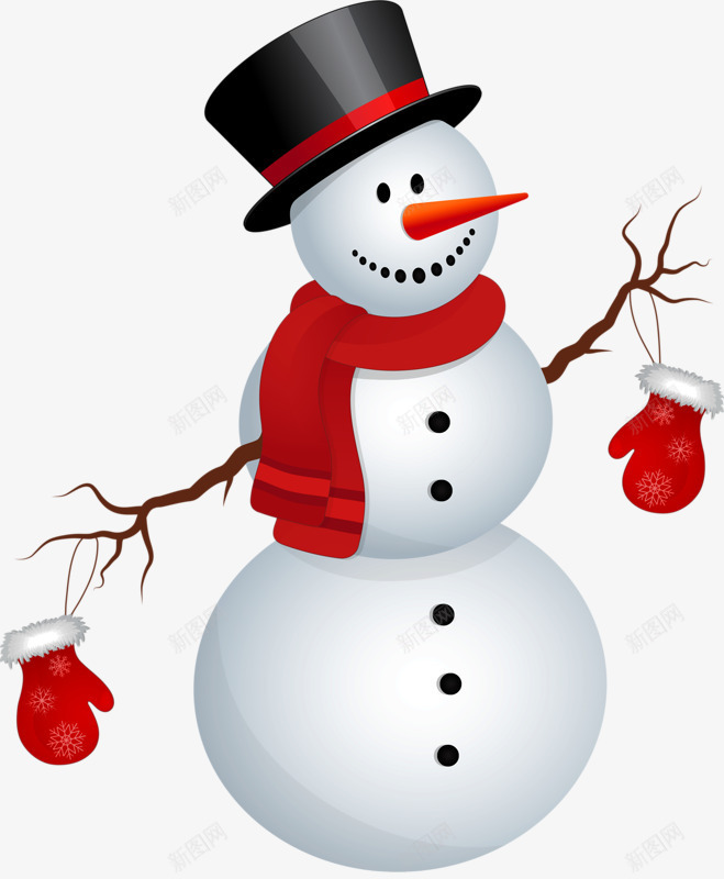 帽子雪人png免抠素材_新图网 https://ixintu.com 帽子 手套 红围巾 雪人