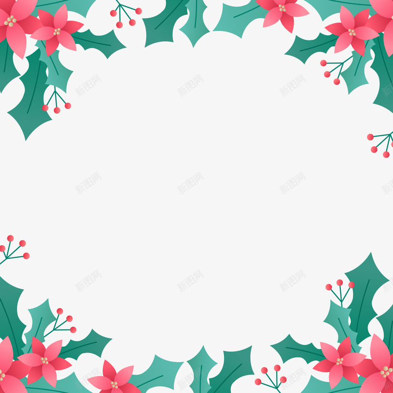 彩色植物圣诞节边框元素矢量图ai免抠素材_新图网 https://ixintu.com 卡通插画 彩色 果实 植物 花朵 装饰 矢量图
