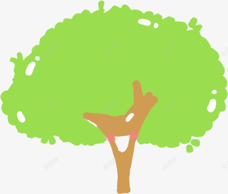 插画手绘绿色大树png免抠素材_新图网 https://ixintu.com 大树 插画 绿色