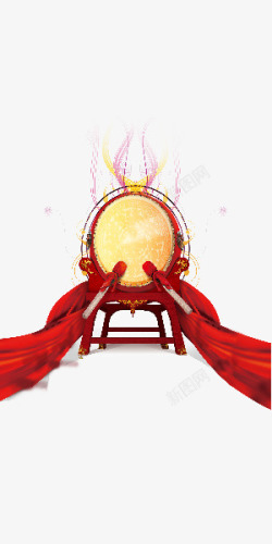 中国风喜庆年夜饭金色红色大鼓素材