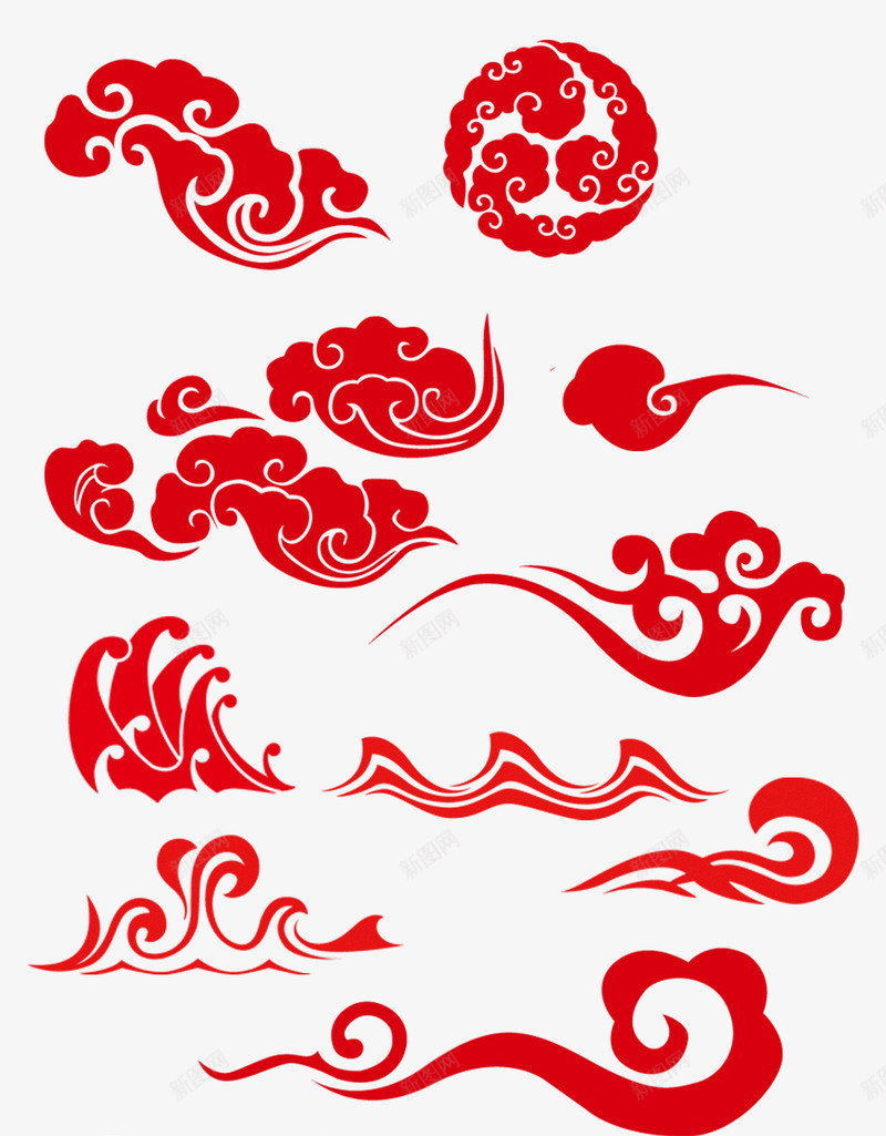 手绘红色中国风祥云png免抠素材_新图网 https://ixintu.com 国风 祥云 红色