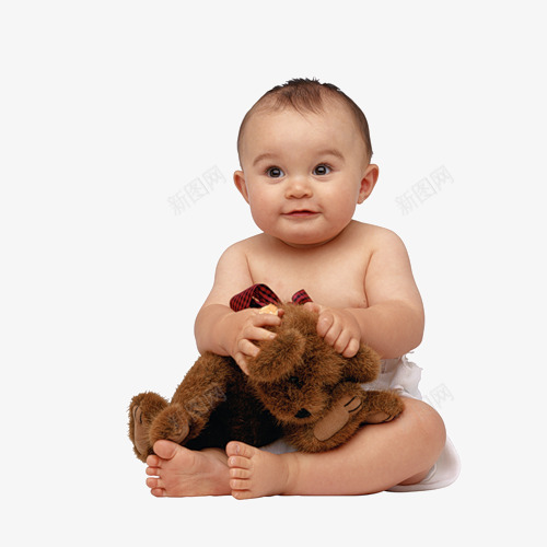 玩狗熊的babypng免抠素材_新图网 https://ixintu.com 玩狗熊的baby