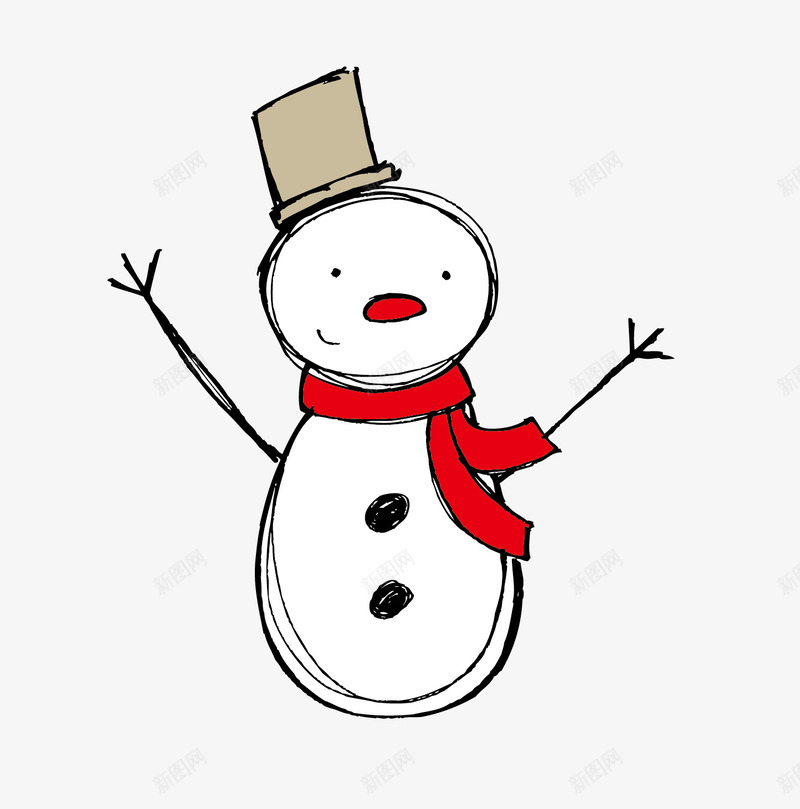 雪人png免抠素材_新图网 https://ixintu.com 企鹅 圣诞 线稿 节日