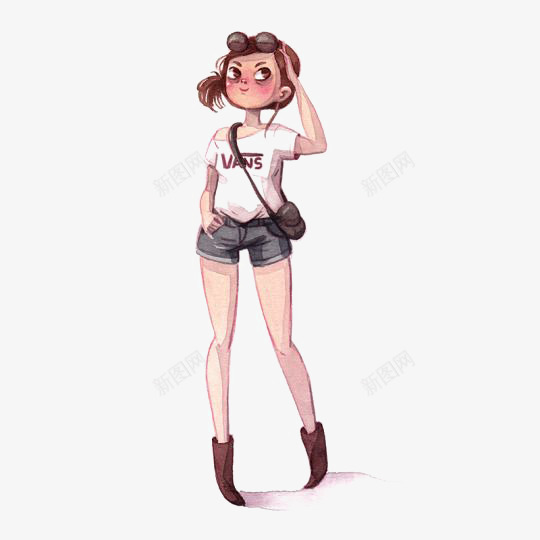 街拍女生png免抠素材_新图网 https://ixintu.com 卡通女生 女孩 手绘女生 活力女生 短发女生