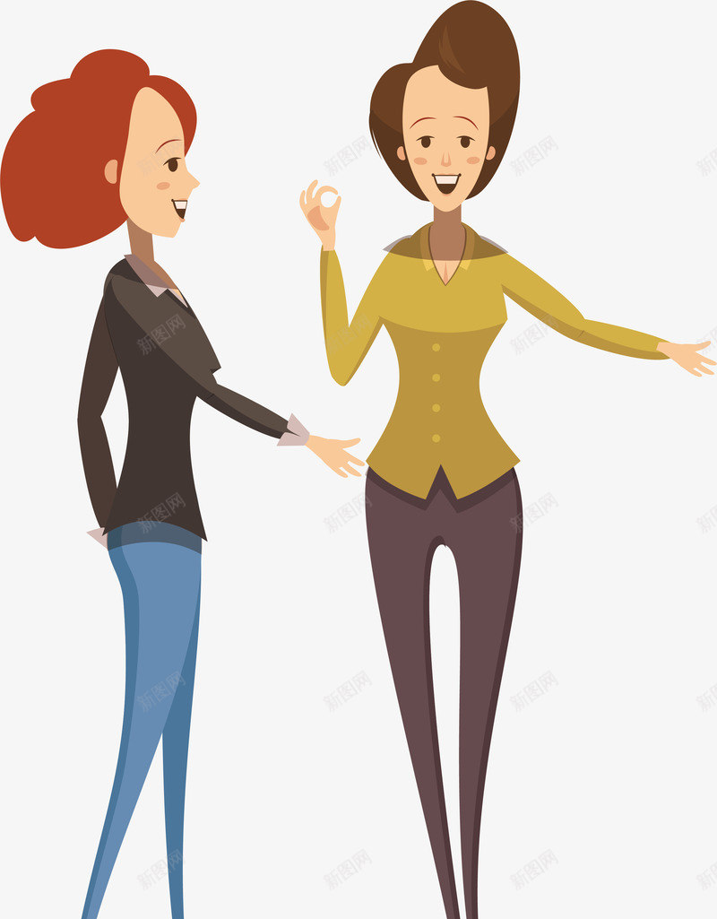 两个女士手绘卡通人物矢量图ai免抠素材_新图网 https://ixintu.com 一群人 两个 人物形象 卡通 卡通人物 女士 手绘 手绘卡通 职场人物 设计 矢量图