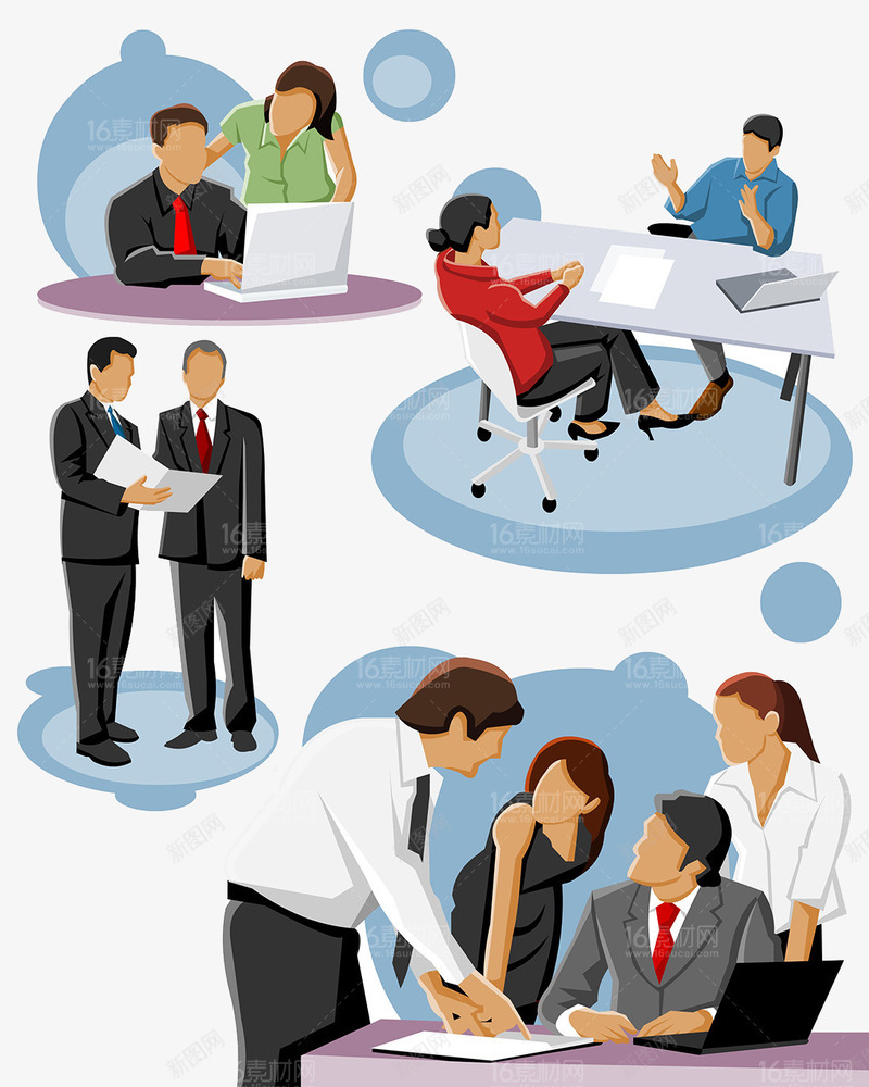 卡通商务人士矢量图eps免抠素材_新图网 https://ixintu.com 商务女士 男人动作 职业女性 职业男性 矢量图