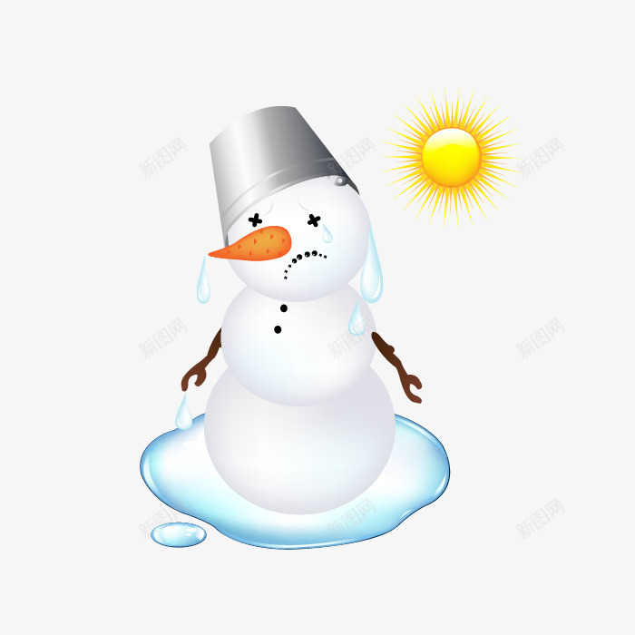 融化掉的圣诞雪人png免抠素材_新图网 https://ixintu.com 圣诞节元素 圣诞雪人 滑雪