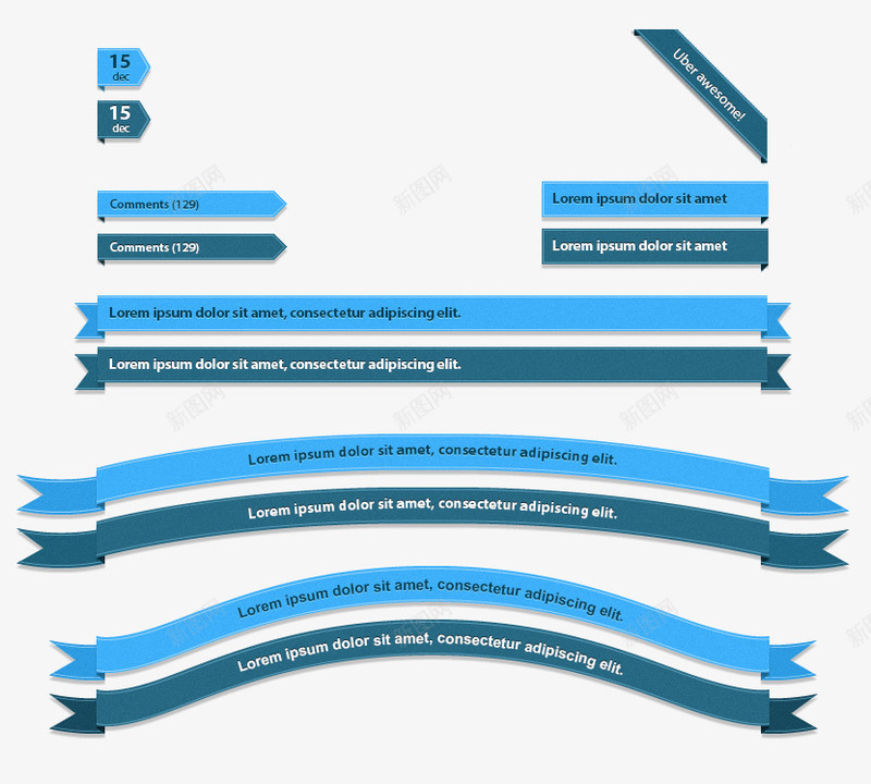 蓝色网页banner导航标签png免抠素材_新图网 https://ixintu.com PSD banner 丝带 导航 横标 网站导航 网页 网页标签 蓝色