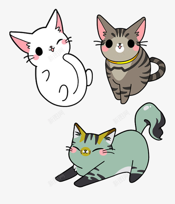 卡通小猫png免抠素材_新图网 https://ixintu.com 免费 卡通 可爱 宠物 手绘 猫咪
