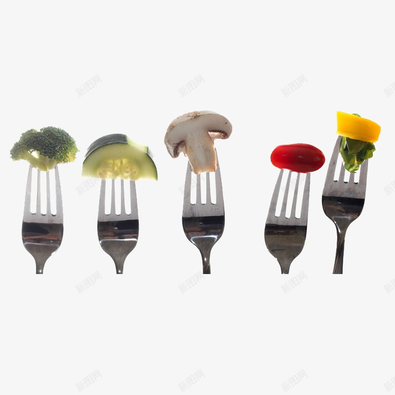 蔬菜png免抠素材_新图网 https://ixintu.com 创意食物 圣女果 植物 美食 蔬菜 西兰花 超高清摄影图 钢叉 香菇 黄瓜皮