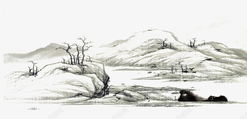 雅致中国风山水墨画psd免抠素材_新图网 https://ixintu.com 中国画 中国风 免抠 山水 山水墨图 山水墨画 水墨 画画 雅致